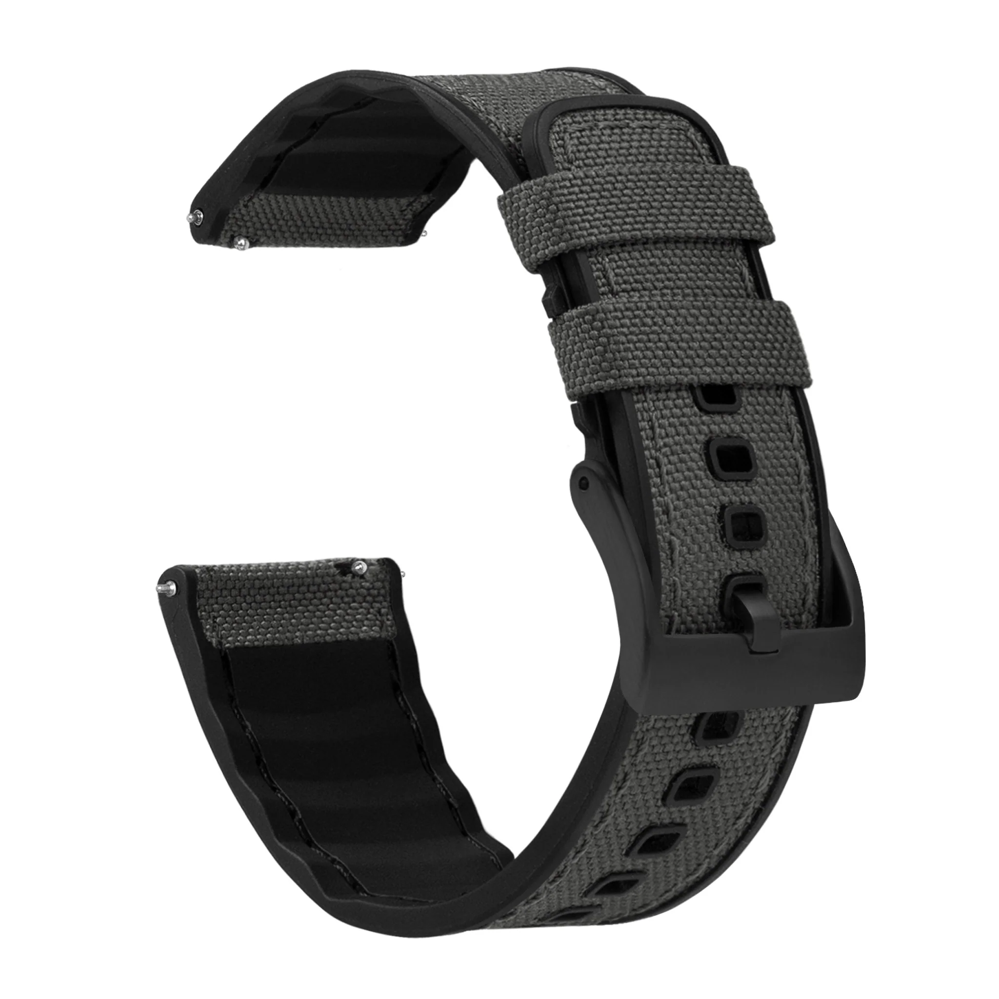 Smoke Grey Cordura Fabric And Silicone Hybrid Watch Band - Image 8