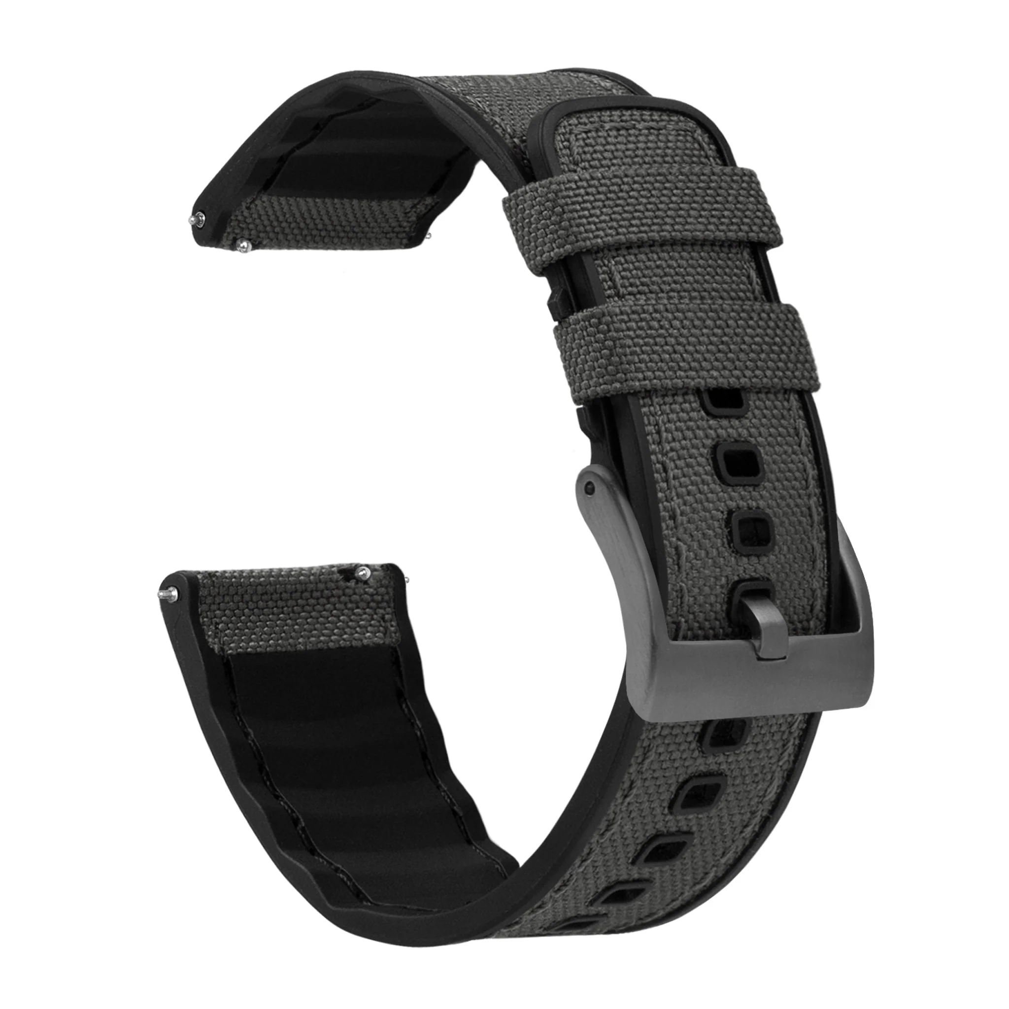 Smoke Grey Cordura Fabric And Silicone Hybrid Watch Band - Image 9