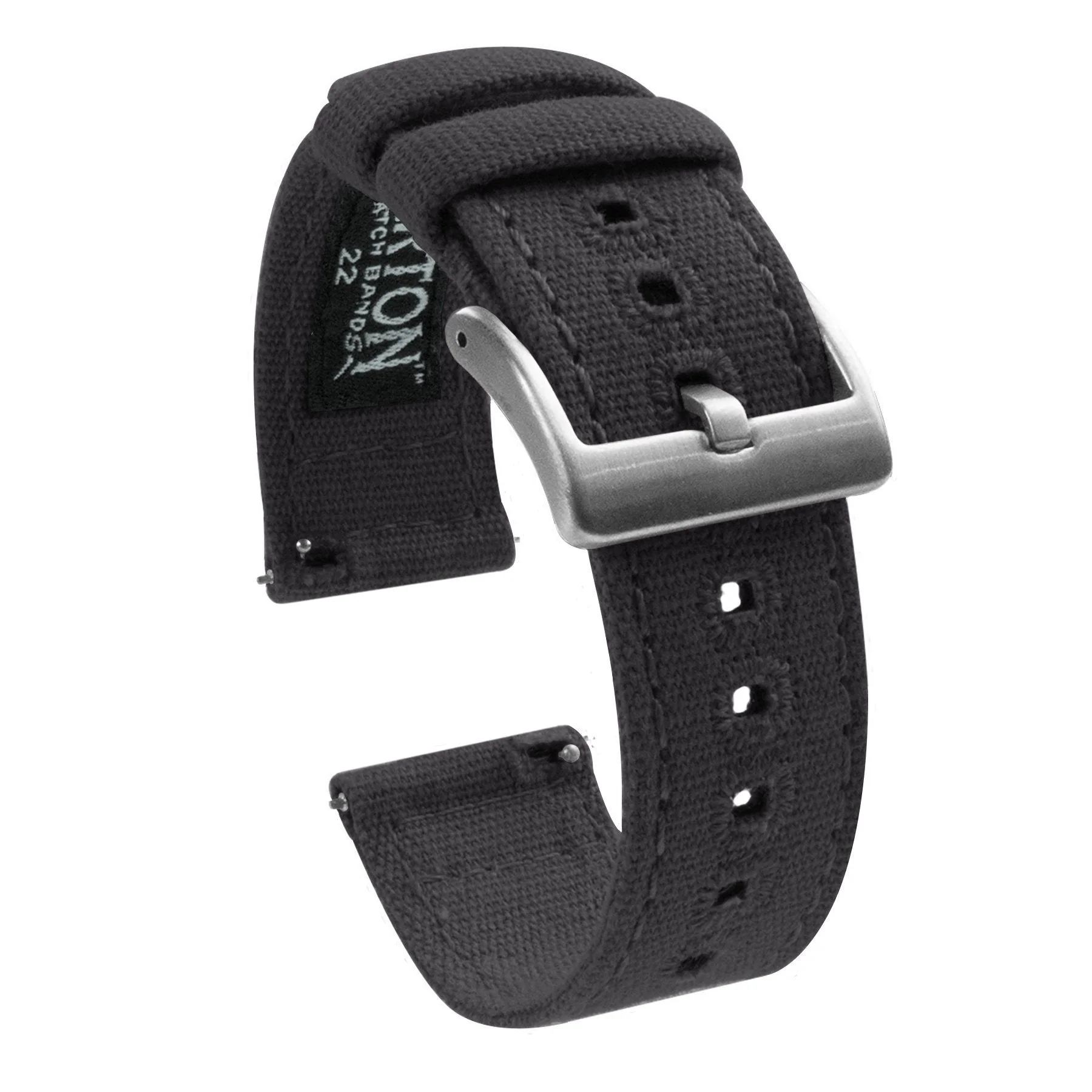 Smoke Grey Crafted Canvas Long 24mm Watch Band