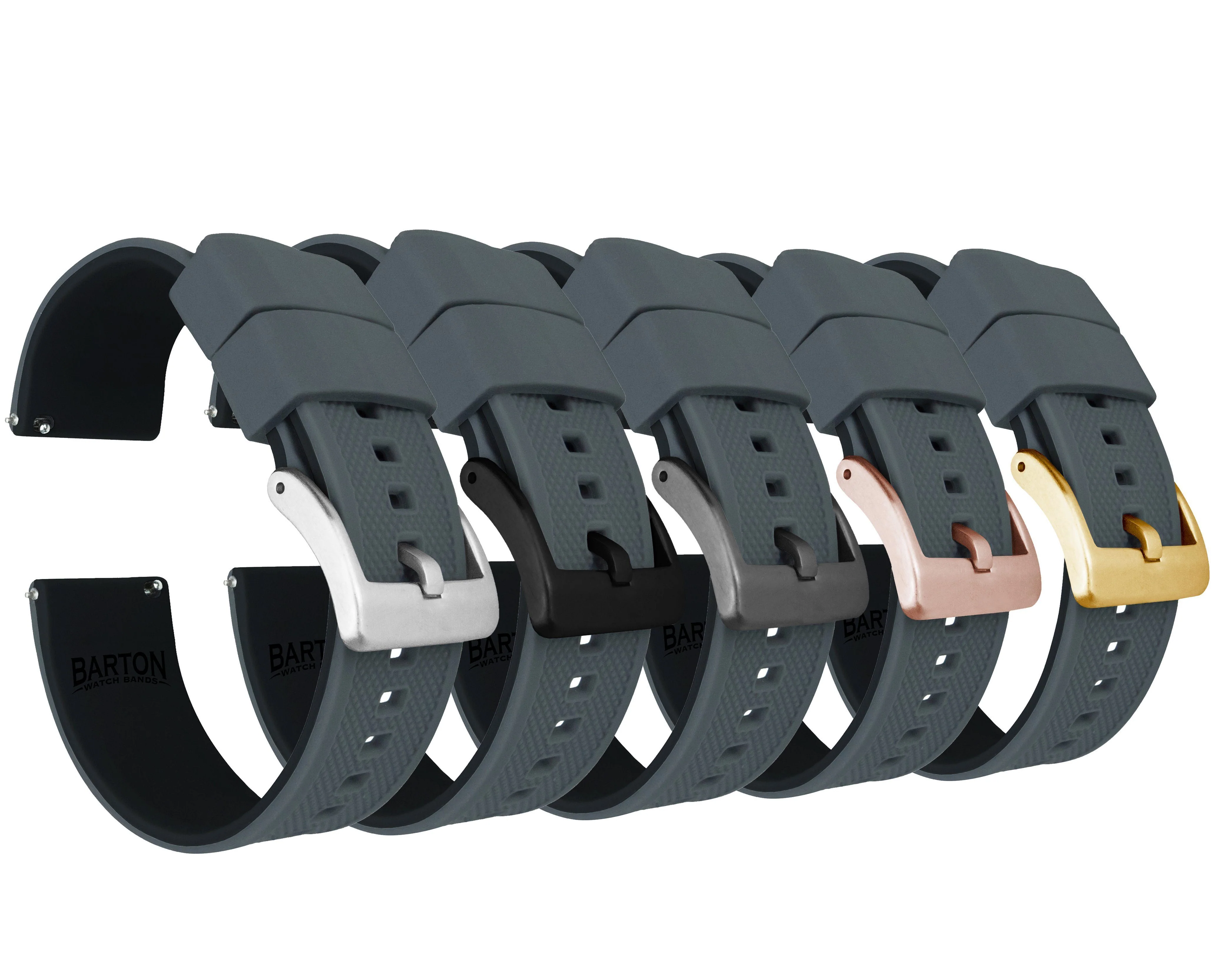 Smoke Grey Top Black Bottom Elite Silicone Watch Band - Image 2