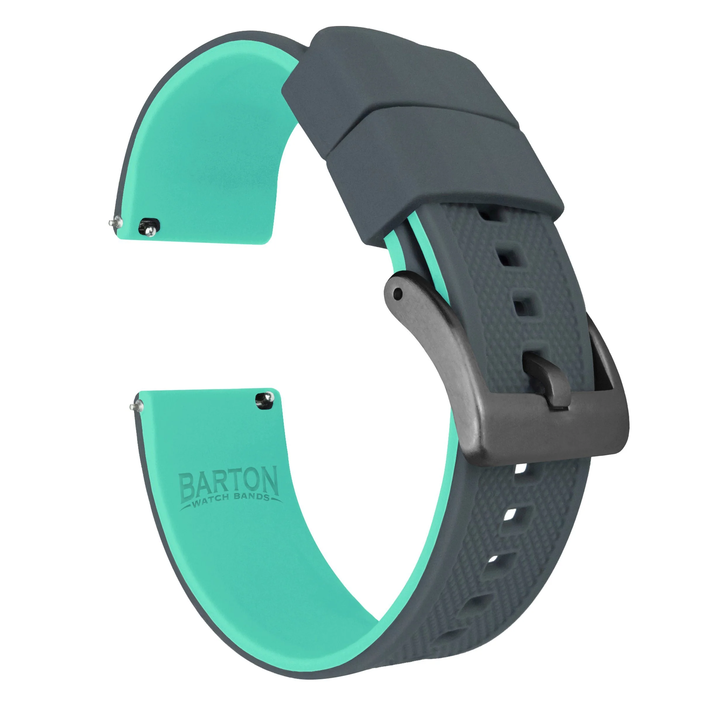 Smoke Grey Top Mint Green Bottom Elite Silicone Watch Band - Image 8