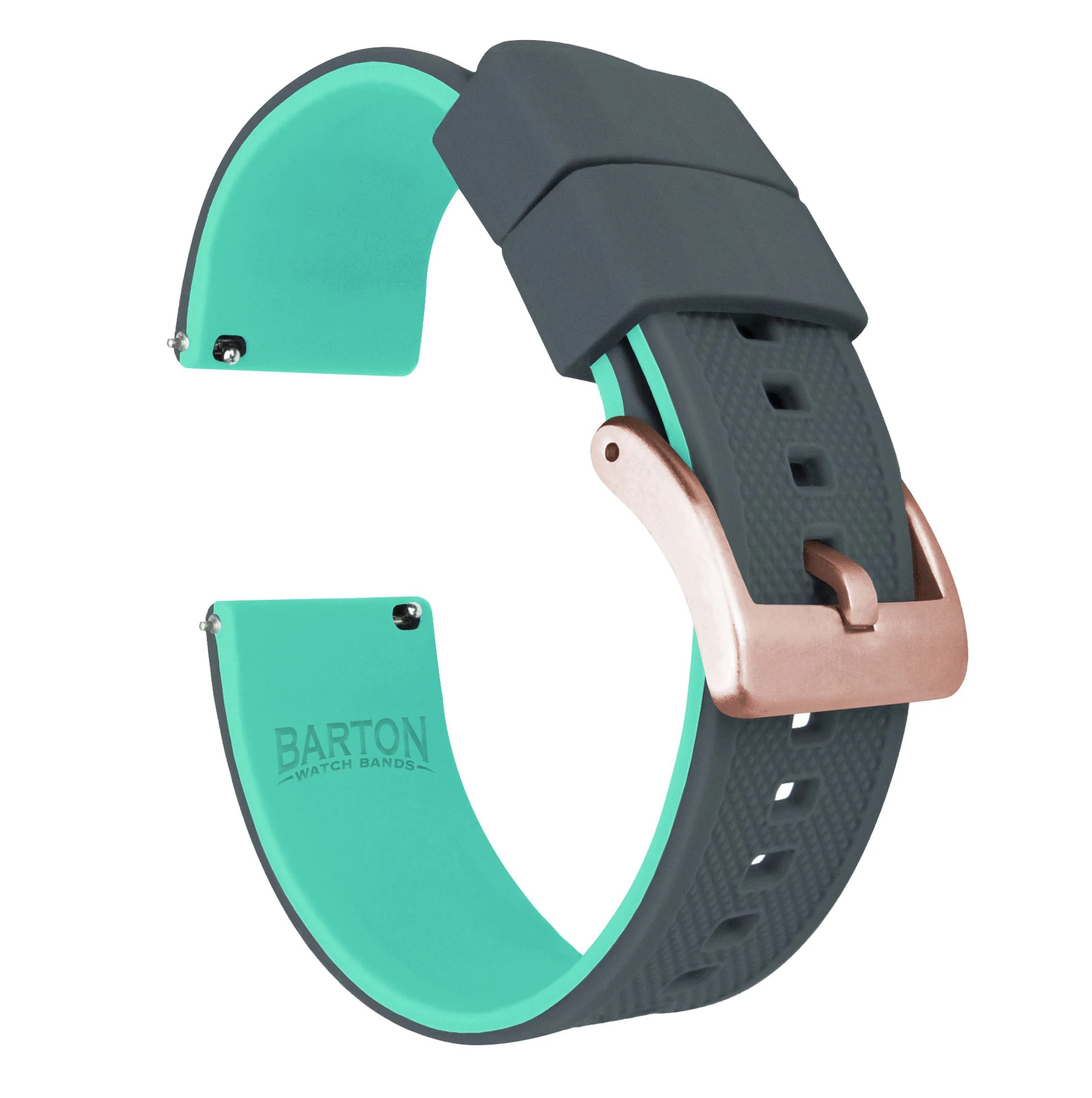 Smoke Grey Top Mint Green Bottom Elite Silicone Watch Band - Image 9