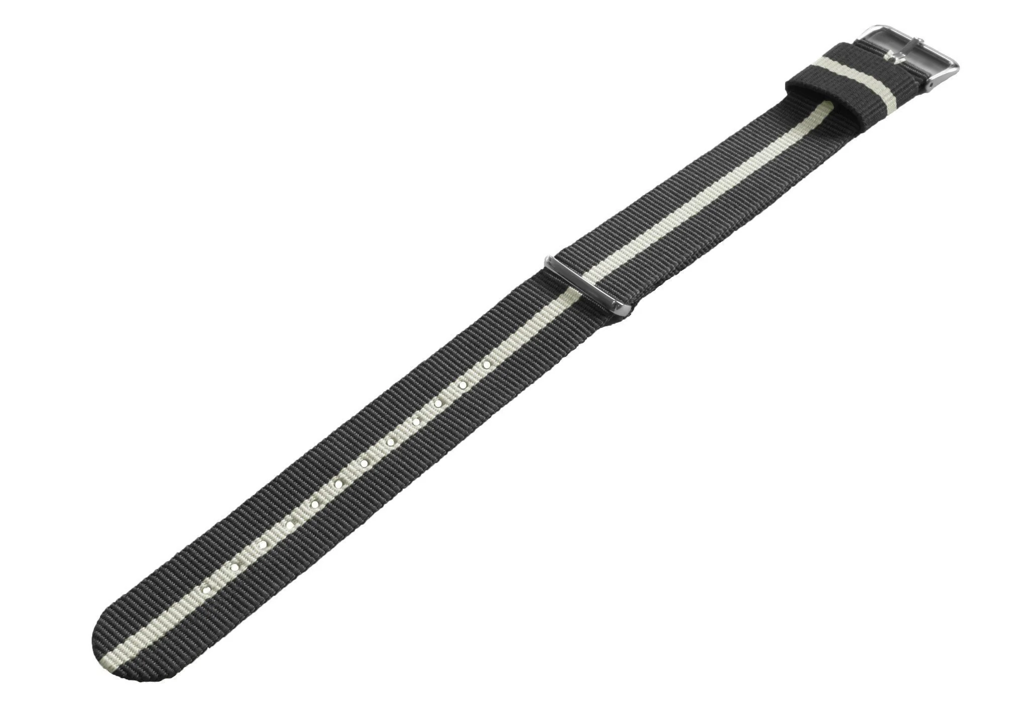 Smoke Linen Grey White Nylon NATO® style Watch Band - Image 3