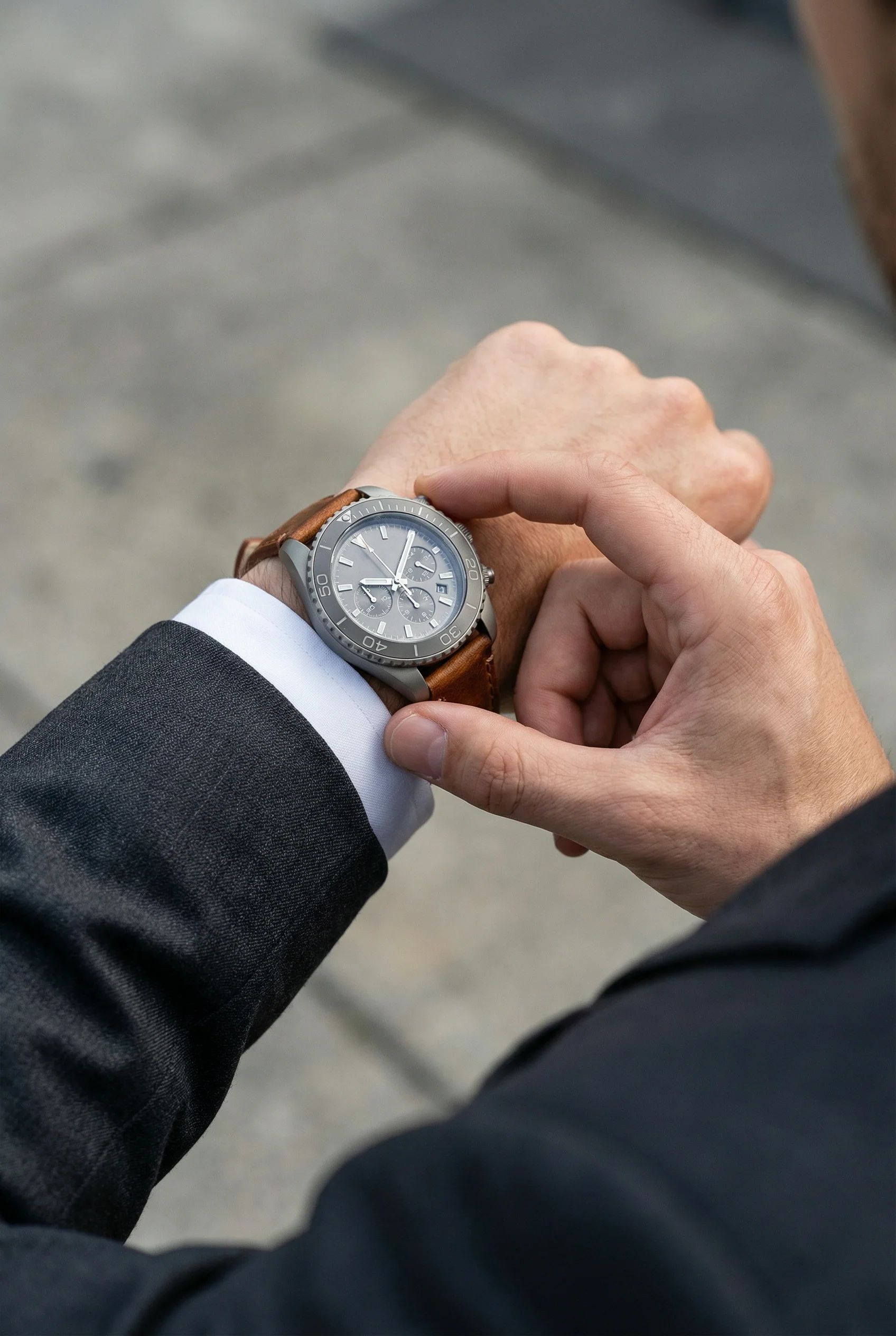 Weathered Brown Leather Watch Band - Image 3