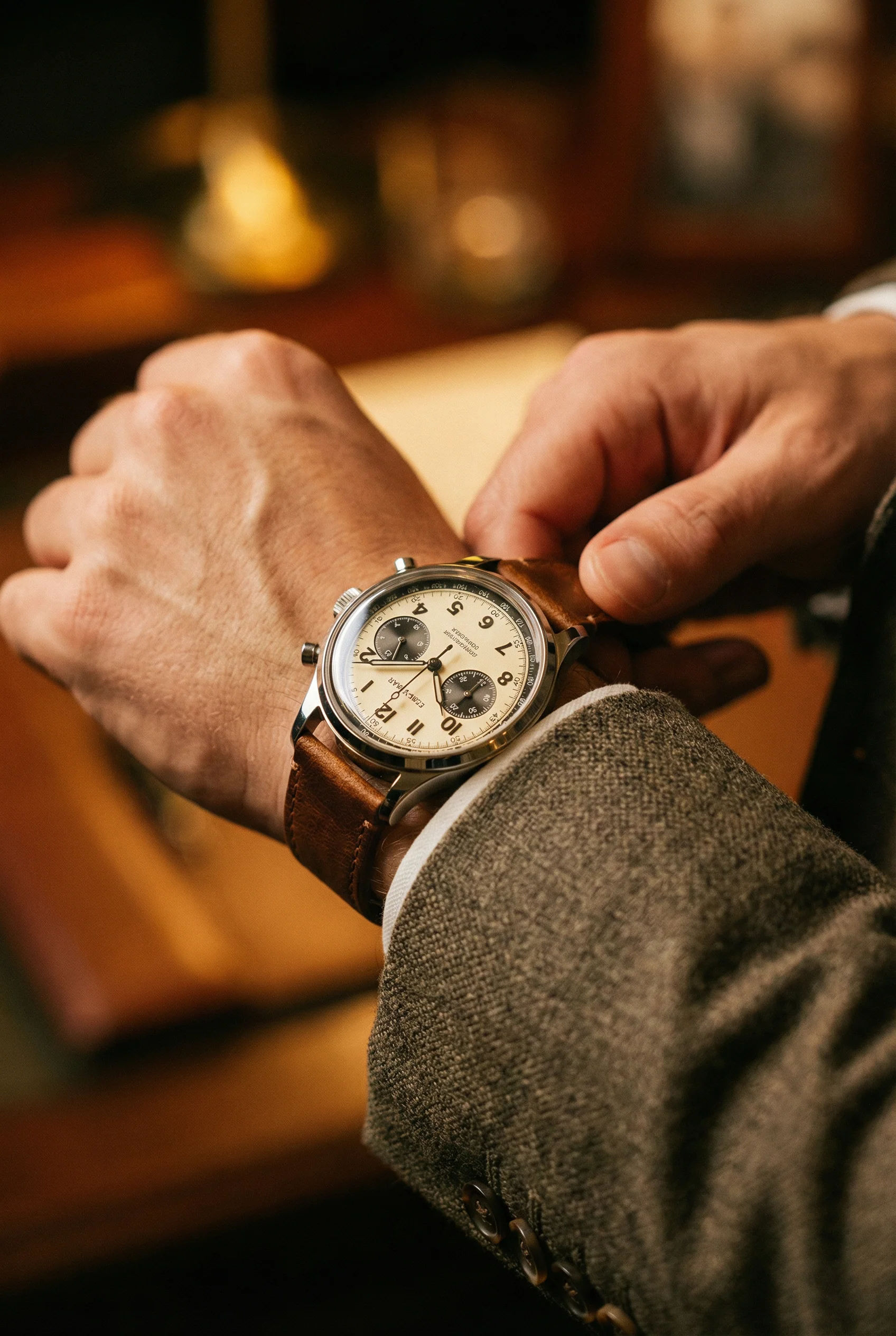 Weathered Brown Leather Watch Band - Image 4