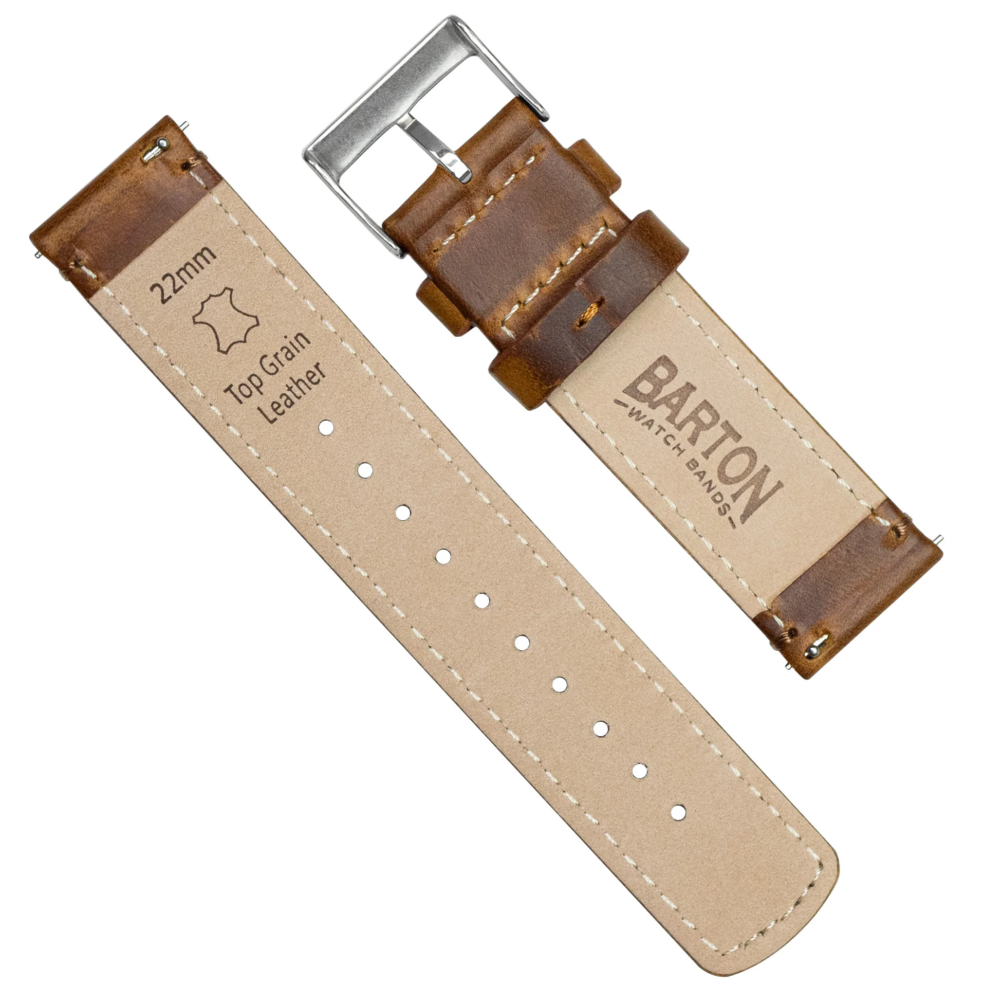 Weathered Brown Leather Watch Band - Image 9