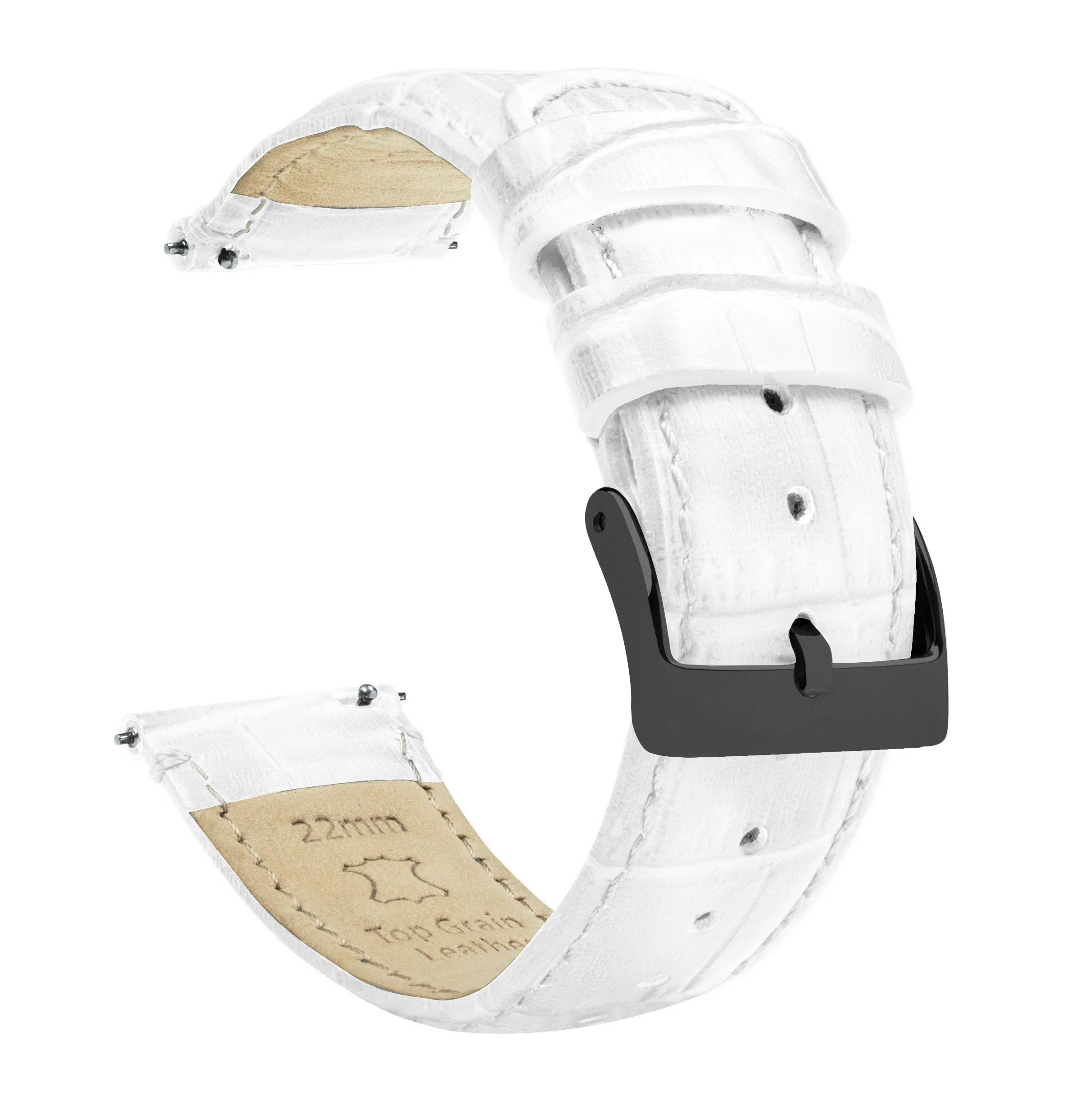 White Alligator Grain Leather Watch Band - Image 5
