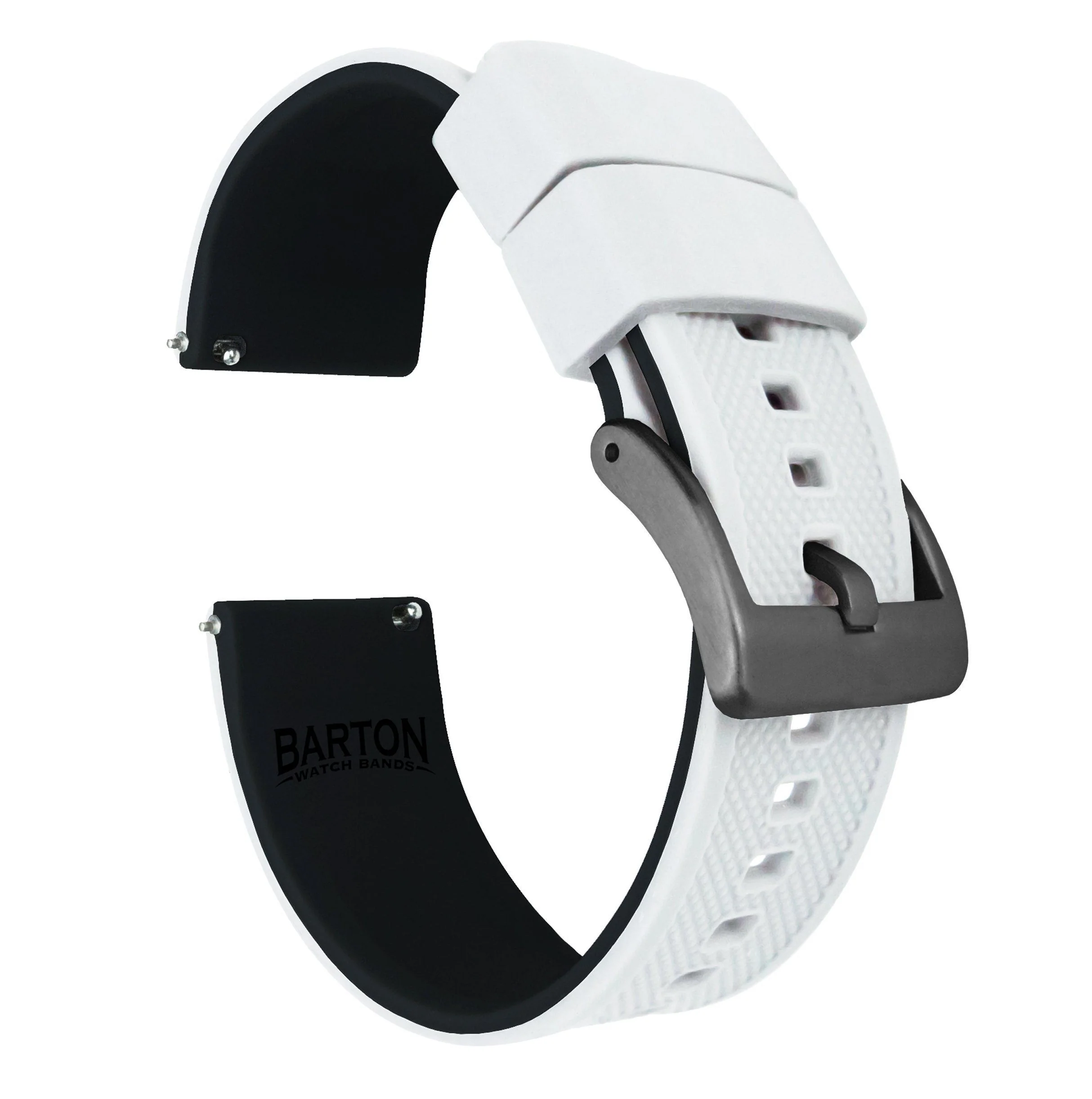White Top Black Bottom Elite Silicone Watch Band - Image 10