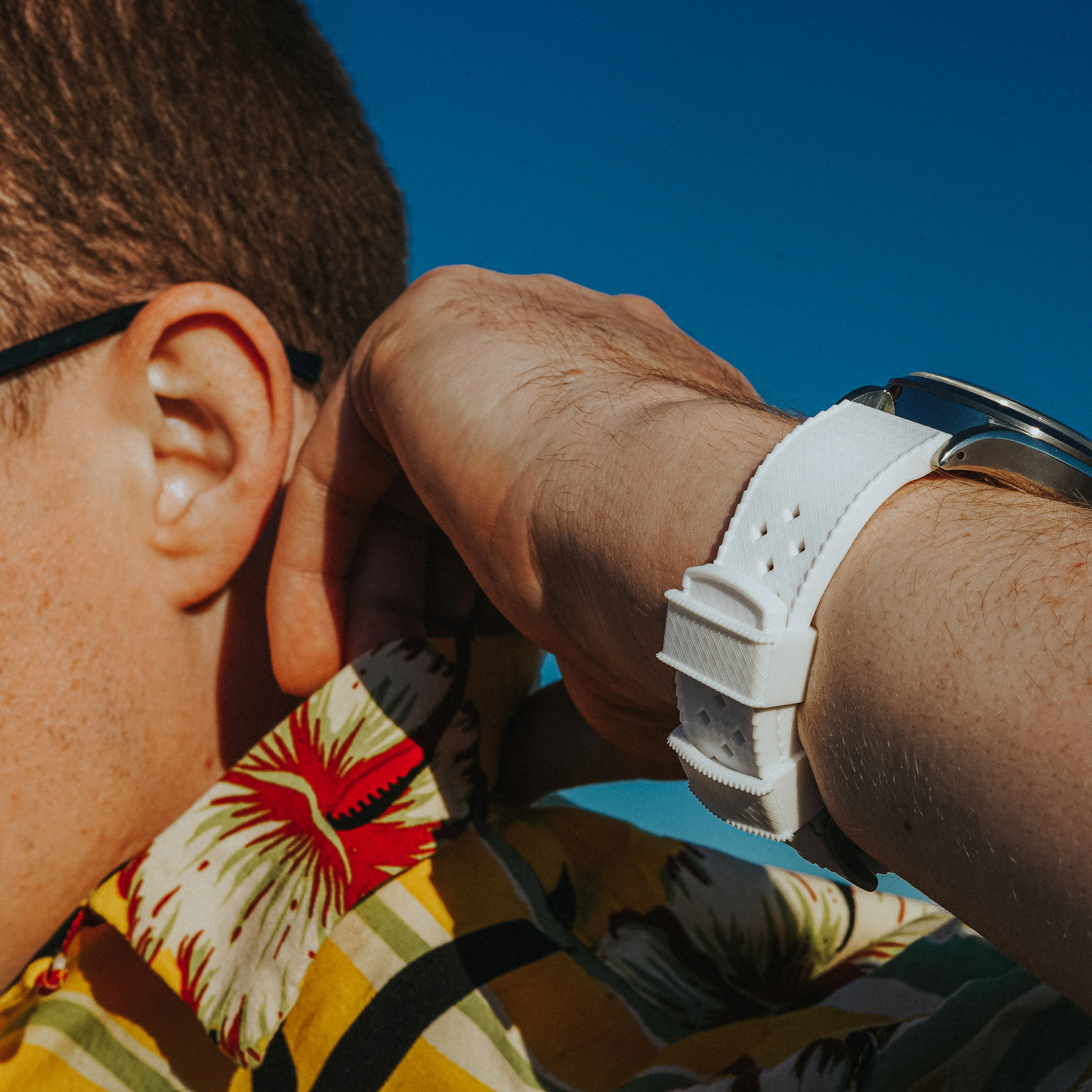White Tropical Style Watch Band - Image 3