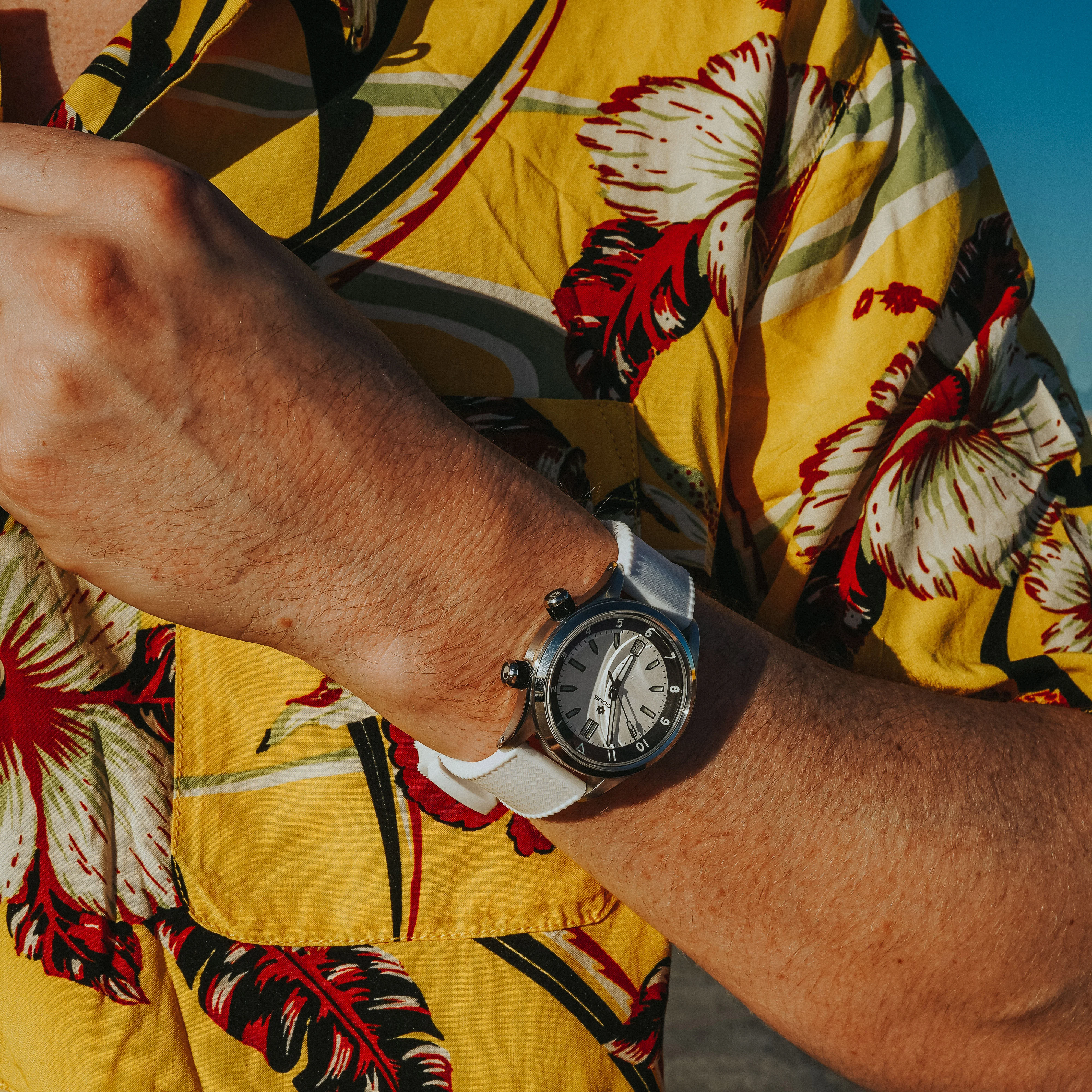 White Tropical Style Watch Band - Image 6